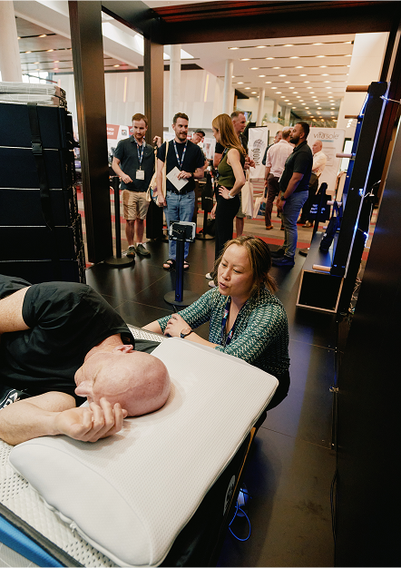 Irene (Physiotherapist) with a patient using the Z10-BodyFit System